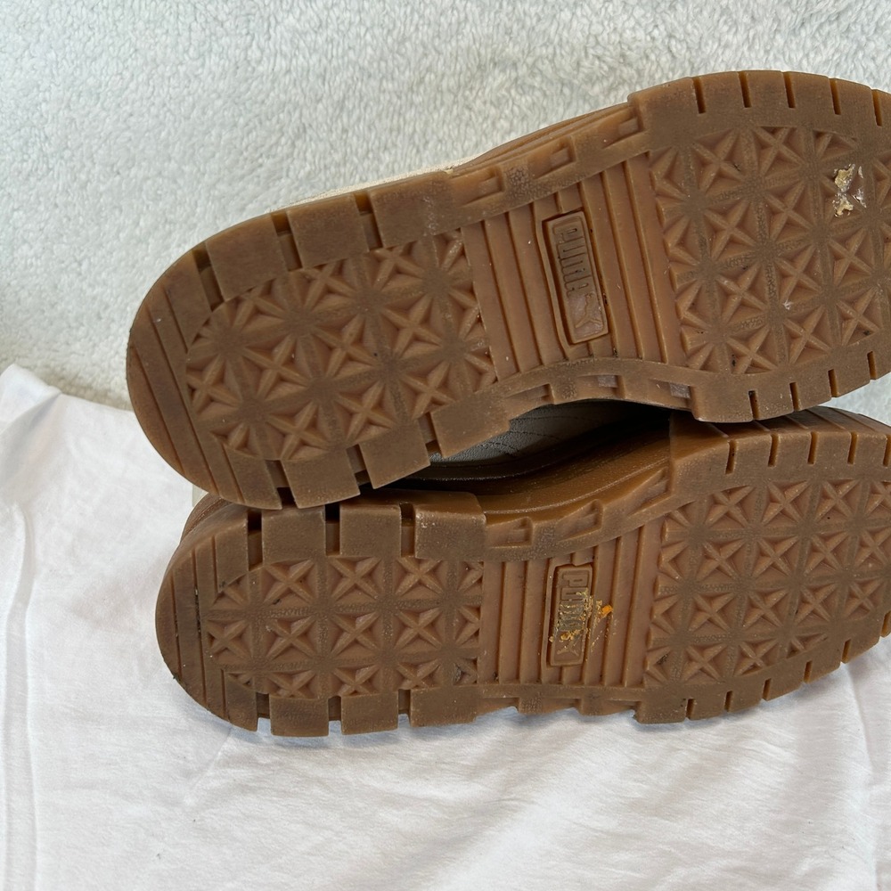 Puma Mayze Womens Oatmeal Team Gold Suede Platform Sneakers 380784-06 Size 8 - Picture 12 of 16